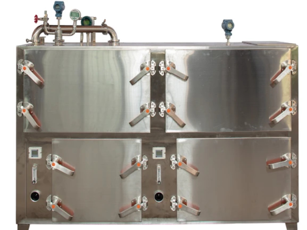 Dual-chamber iodine air filtration system diagram